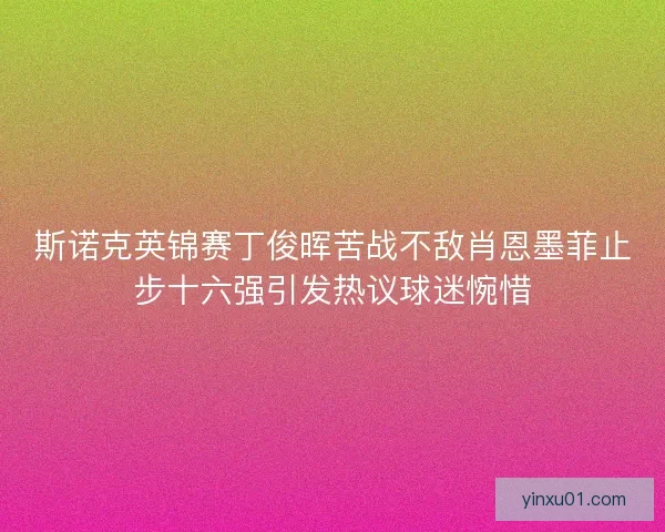 斯诺克英锦赛丁俊晖苦战不敌肖恩墨菲止步十六强引发热议球迷惋惜