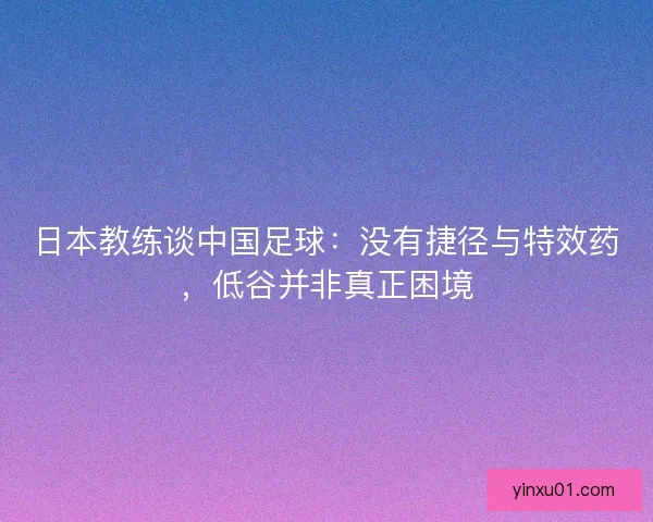 日本教练谈中国足球：没有捷径与特效药，低谷并非真正困境